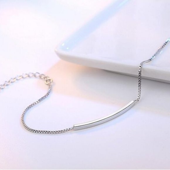 NEW 925 Sterling Silver Simple Bar Bracelet H - Picture 5 of 7